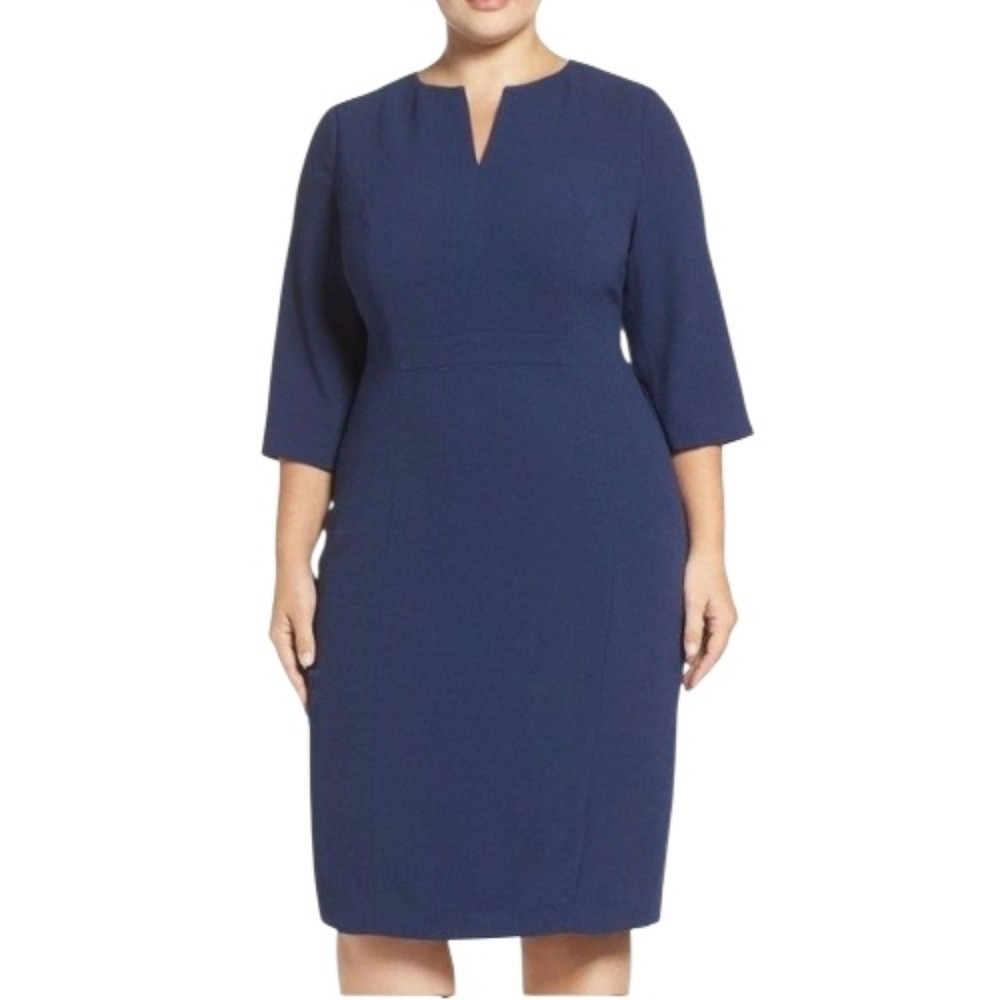 Adrianna Papell Teal Blue‎ Sheath Dress Size 16